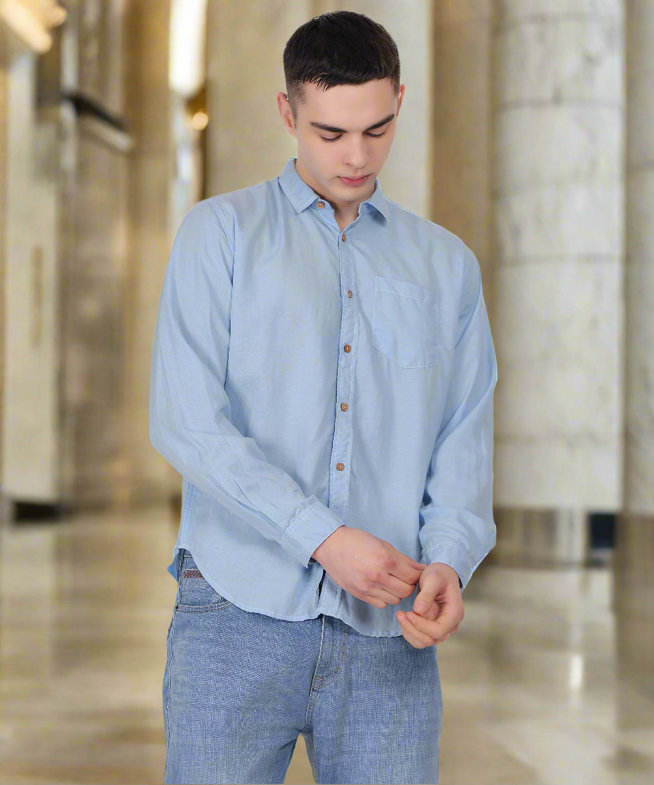 Sky Tencel Lyocell Linen Shirt