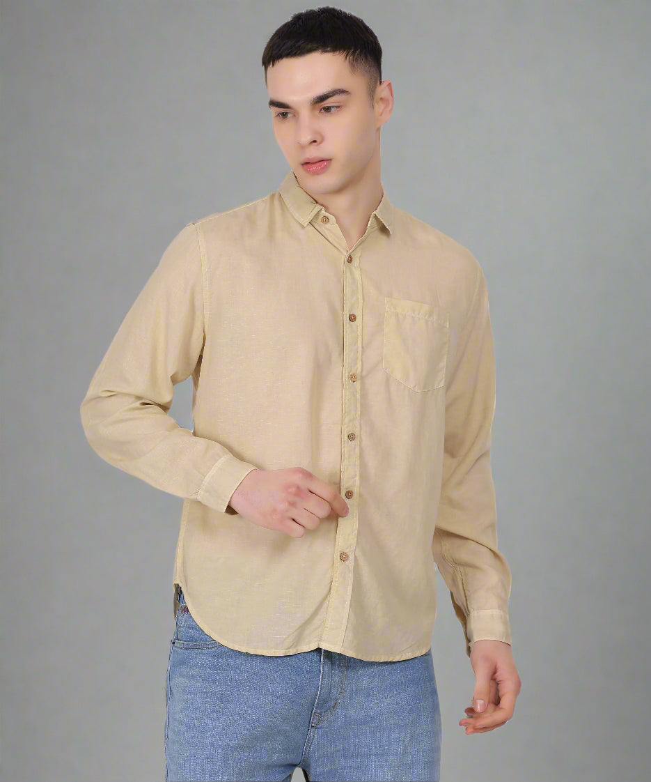 Sand Tencel Lyocell Linen Shirt